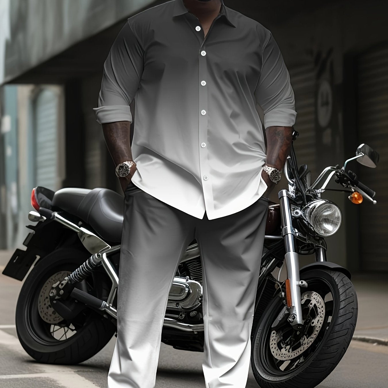 Men's Large Size Casual Suit Polyester Ombre Knit Regular Fit Lapel Sports