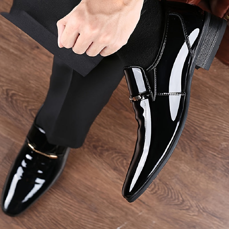 Zapatos de vestir de punta para hombre talla grande con suela de goma, slip-on, para oficina y negocios