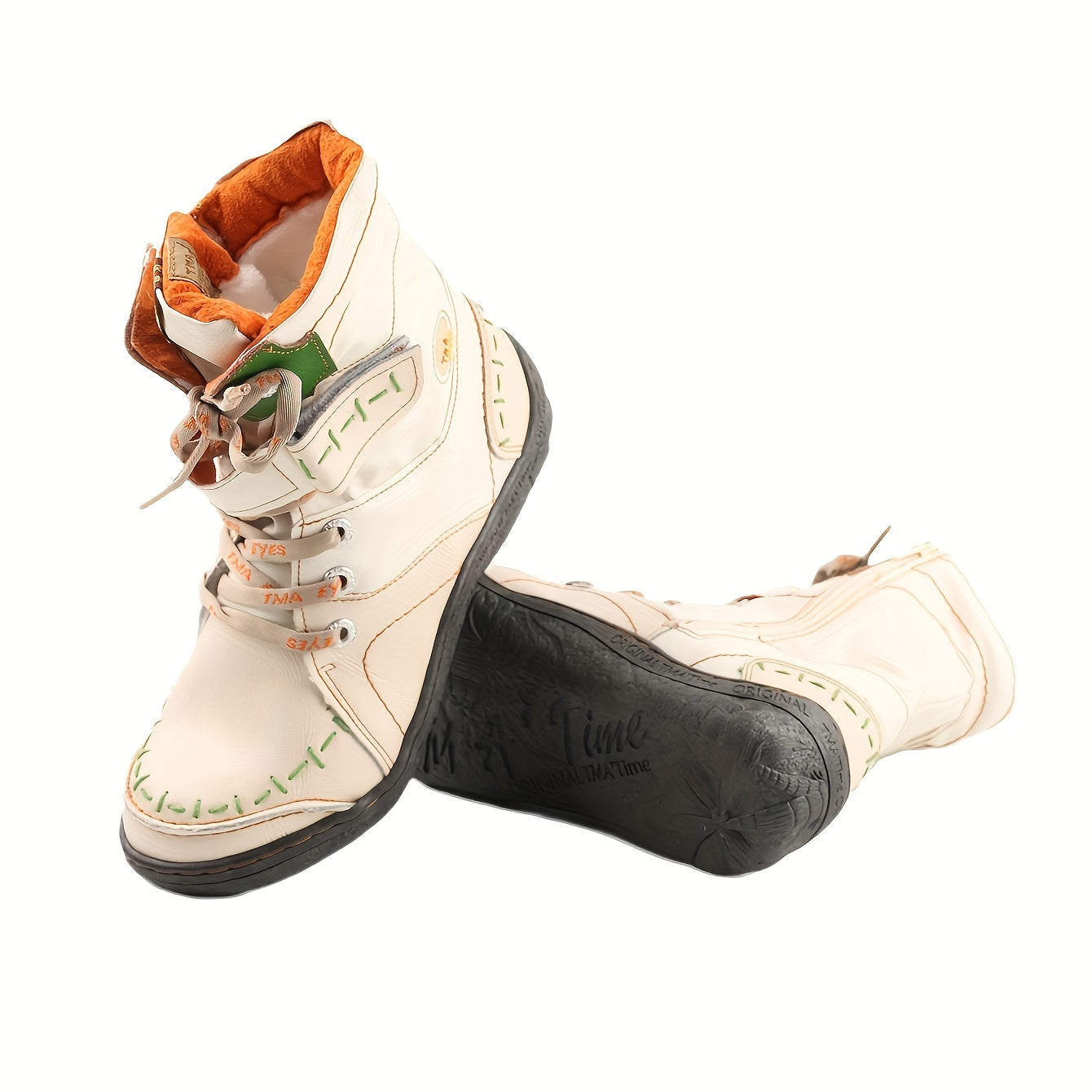 Women's Fleece-Lined Winter Ankle Boots with Lace-Up Flat Heel