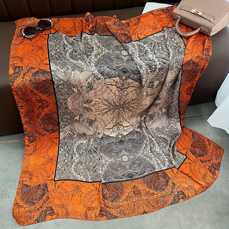 Women’s Square Scarf 109cm Polyester Vine Print Summer Shawl Headscarf