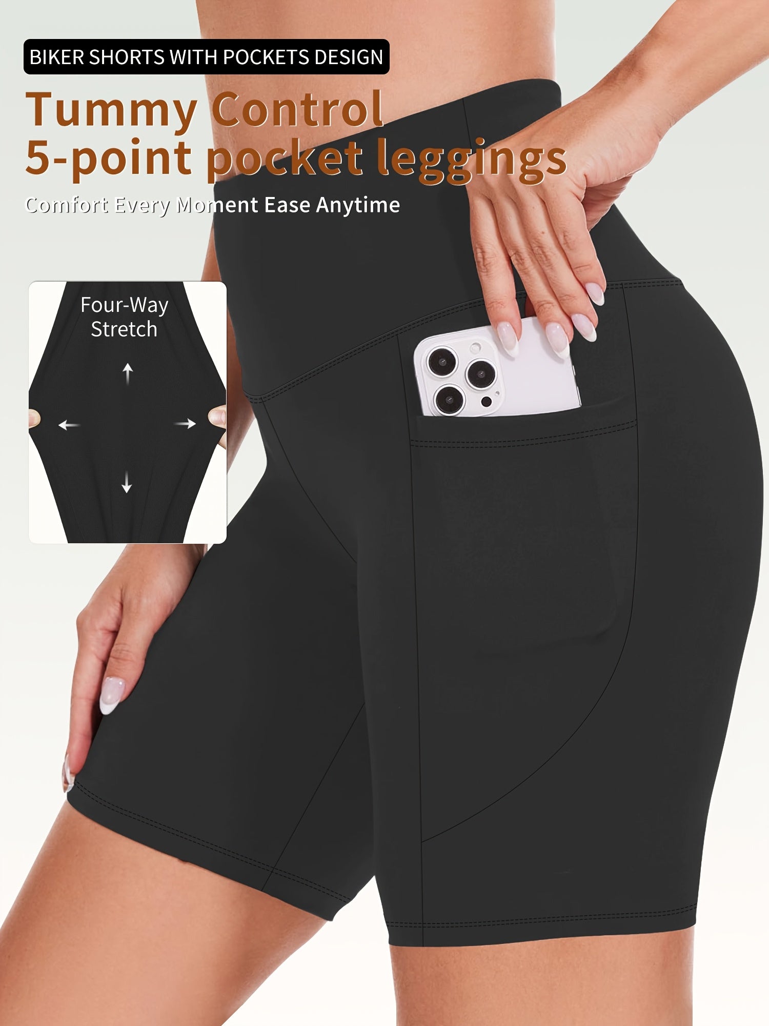 Plus Size Women's 5-Pack High-Waist Shorts Stretchy Comfortable Casual