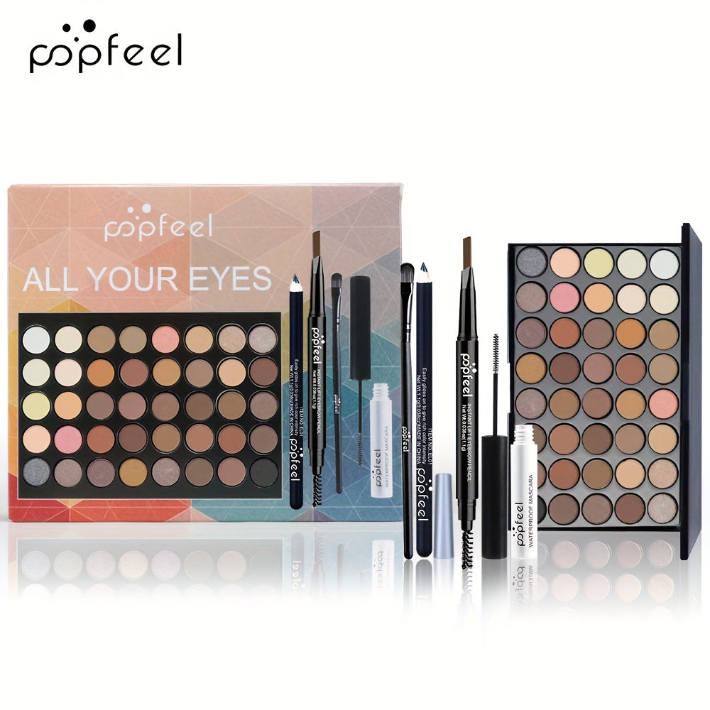 Set de maquillaje de ojos para mujer paleta de sombras delineador máscara lápiz de cejas