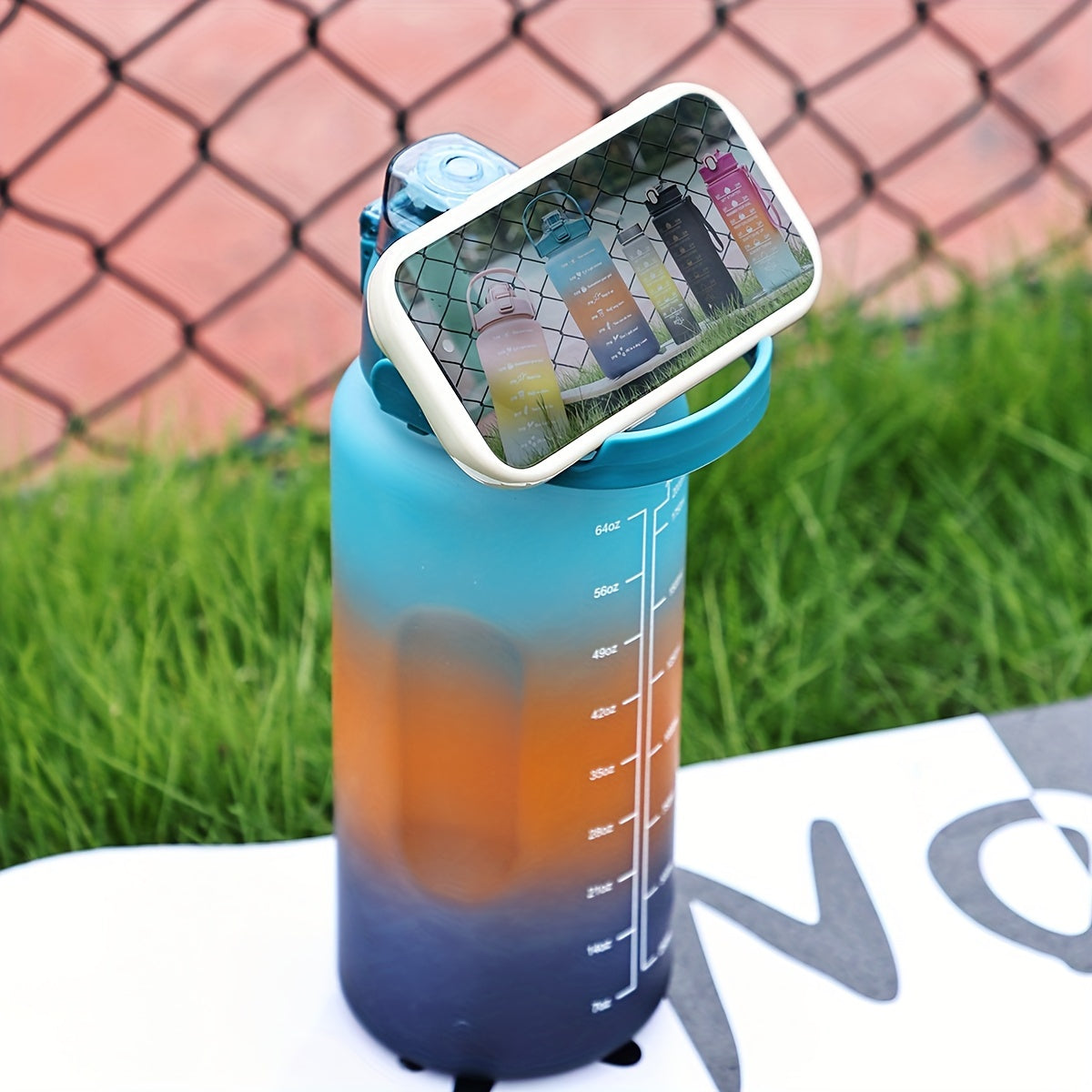 Lightweight Gradient Color Water Bottle with Straw Large Capacity BPA-Free for Hiking Camping