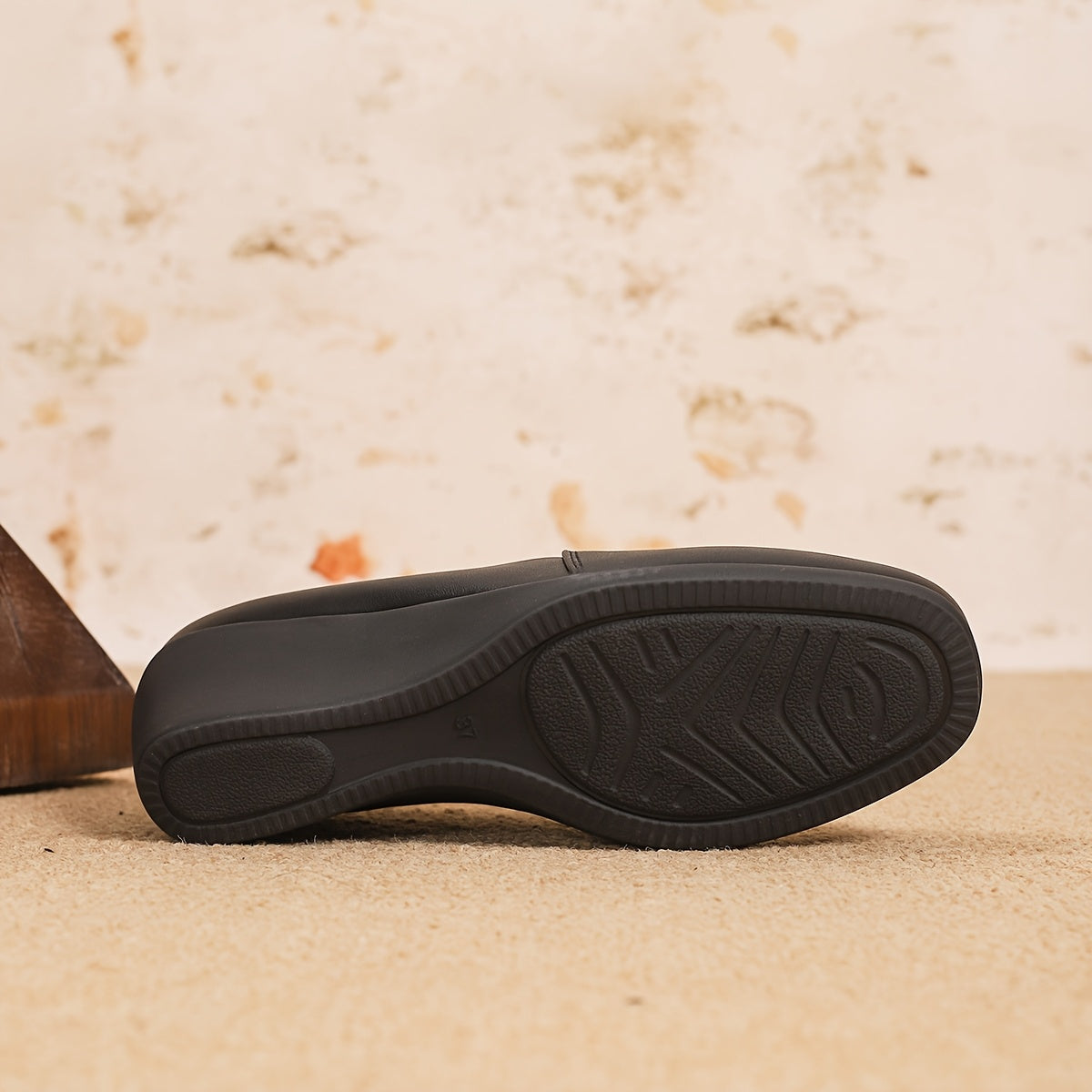 Women's Slip-On Wedge Shoes Black Synthetic Casual Work Comfort