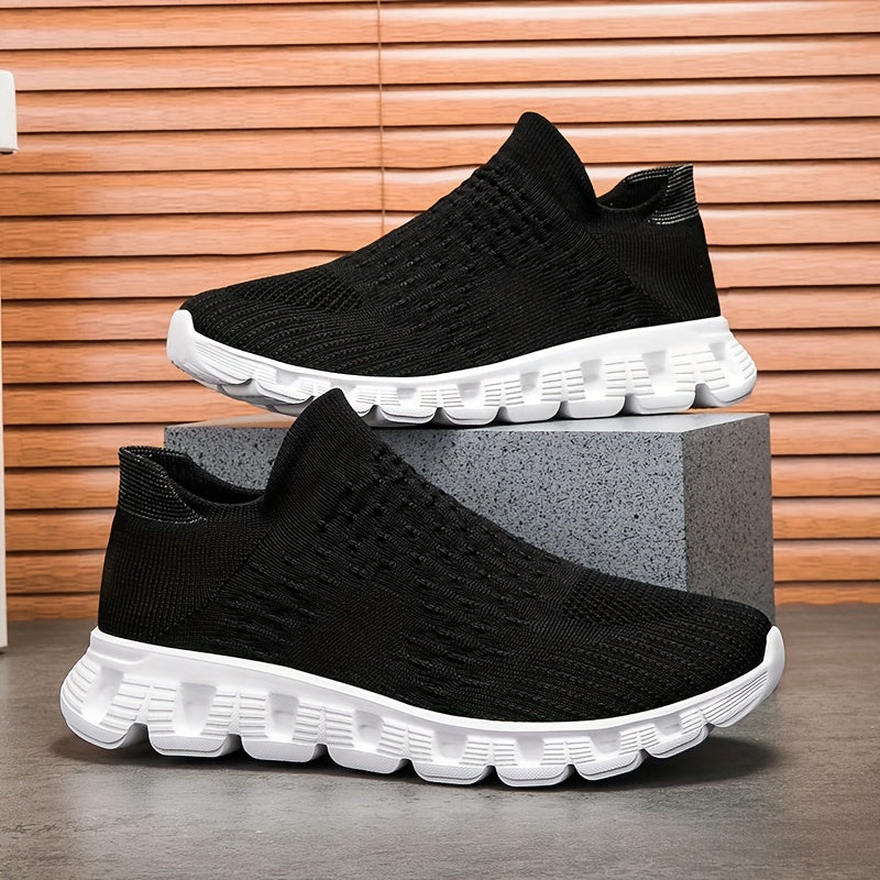 Men's Slip-On Sock Shoes Breathable Knit Non-Slip Soft Sole Casual Outdoor Sneakers