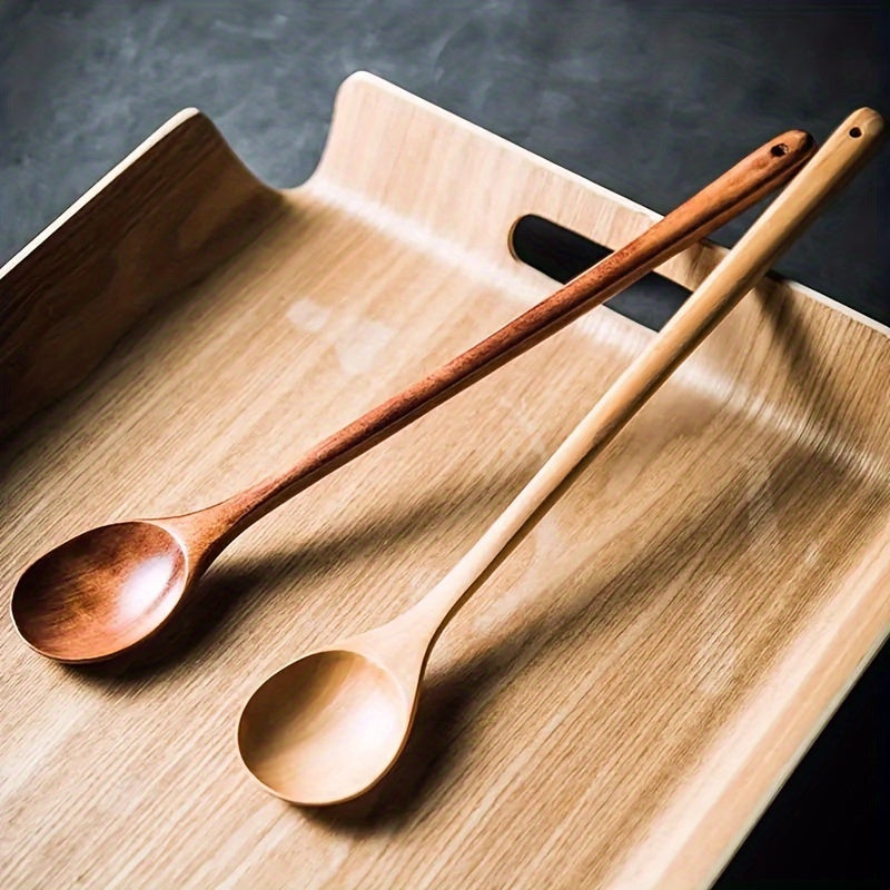 Wooden Serving Spoon 13-Inch Long Handle Ergonomic Kitchen Utensil for Cooking and Serving
