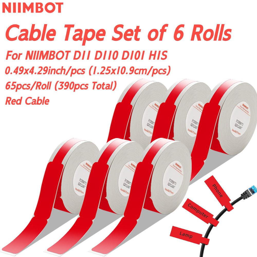 Thermal Label Tape Set 6 Rolls for D11 D110 D101 H1S Printers 1.19x10.9cm White Labels