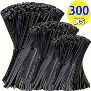 300 piezas de bridas de nylon negro a prueba de agua, con cierre automático, para cables - multiusos