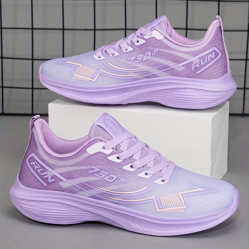 Women’s Knit Sneakers Pastel Purple White Lightweight Breathable Casual Shoe