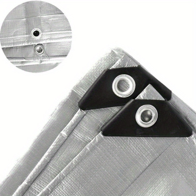 Плотный водонепроницаемый брезент с металлическими люверсами для защиты на открытом воздухе, разные размеры, серебристый