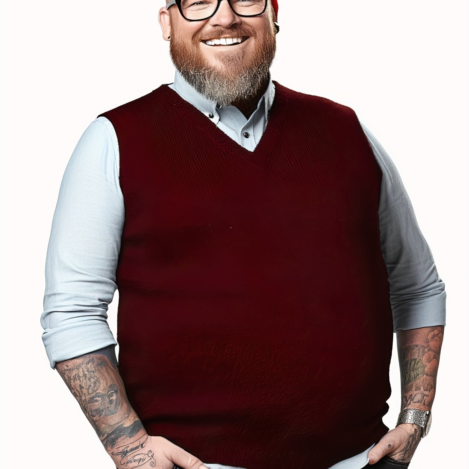 Erkaklar uchun Katta O'lchamdagi Yengsiz Trikotaj Sviter Vest, Qora Yashil rangda, V-shaklidagi detali bilan. Golf va Ofis Kafesi uchun ideal, Mashinada yuvish mumkin, Zamonaviy Chiziqli Qo'ltiq joylari, mustahkam Spandexdan tayyorlangan.