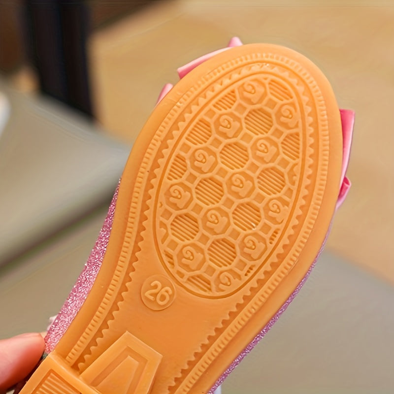 2024 Honey Girl Qiziqarli Mary Jane Poyabzal, Kundalik va Bayram uchun Qaymoq, PU Yuqori Qism, Gumdan Yasalgan Tekis Poyabzal, Kamon Tafsiloti bilan