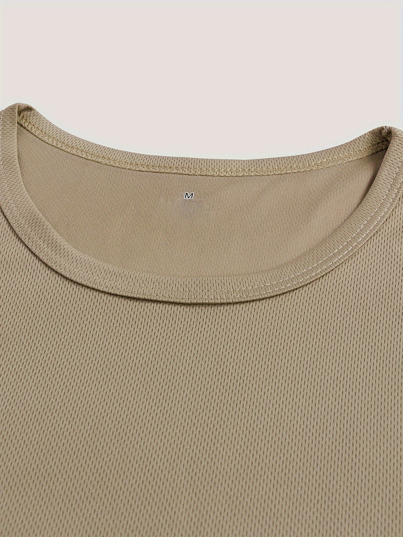 Men's Short Sleeve Sports Shirts Set Quick-Drying Polyester Solid Color Crew Neck Athletic Tops