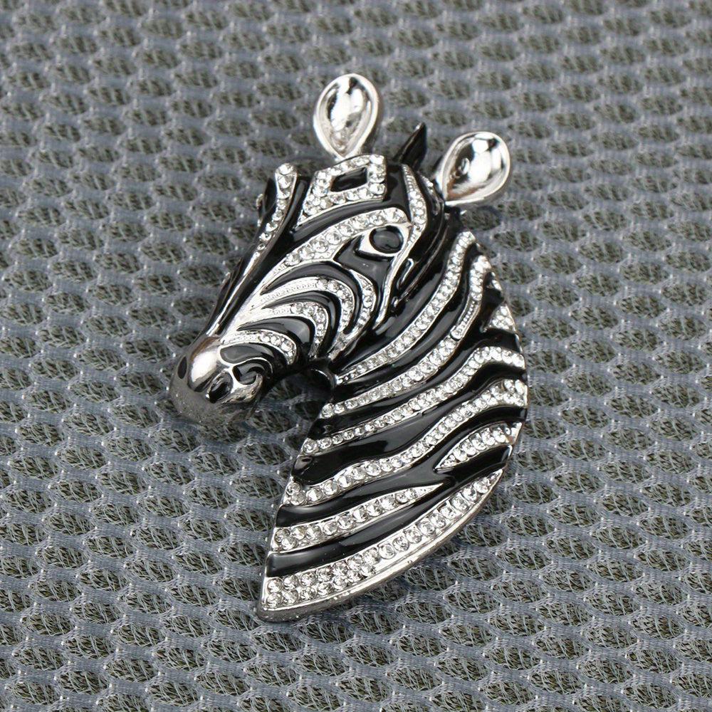 Unisex Rhinestone Enamel Zebra Brooch Cartoon Animal Accessory