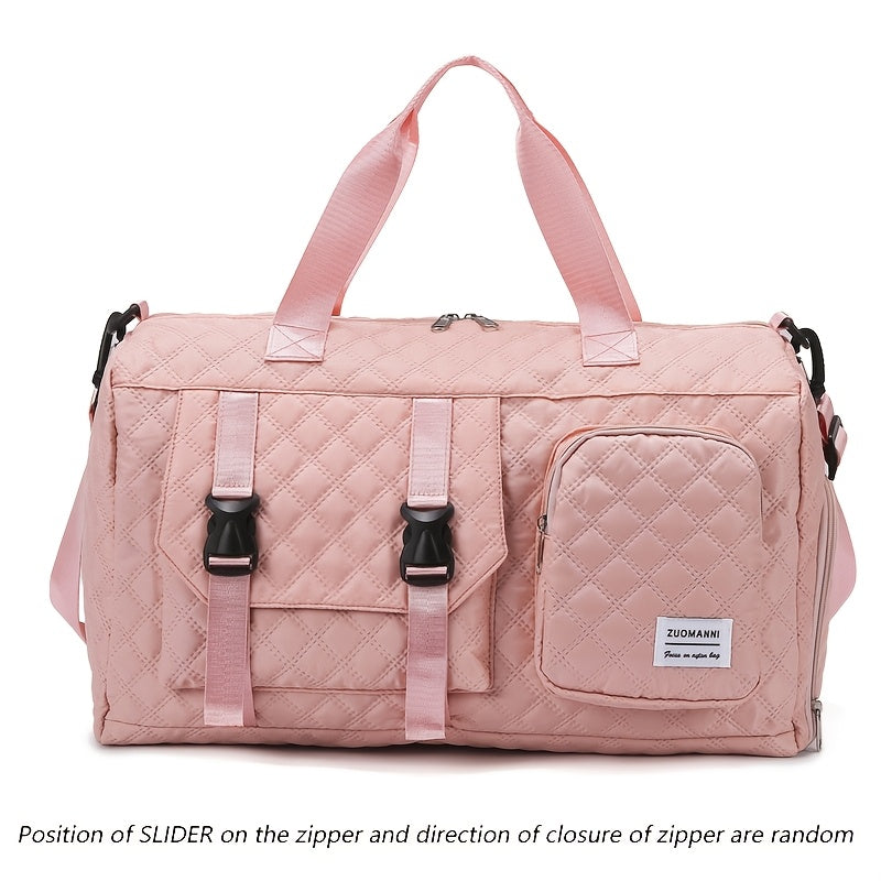 Durable Nylon Travel Duffle Bag for Overnight Trips in Gray Pink Purple Black