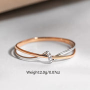 Rose Gold Double Knot Ring Sterling Silver Cubic Zirconia Elegant Jewelry