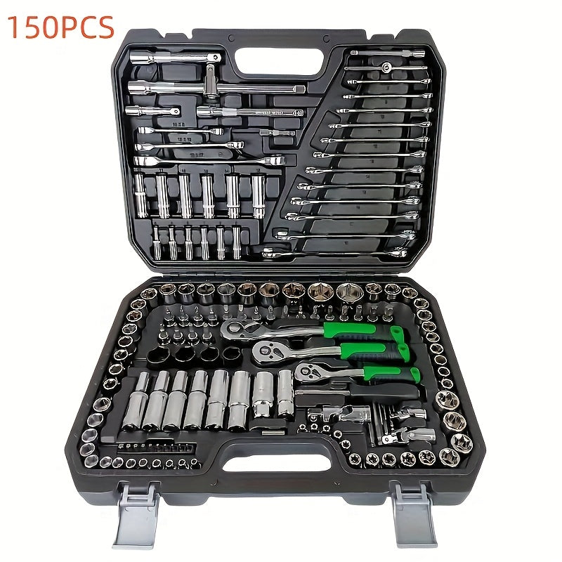 150-Piece Chrome Vanadium Steel Socket Wrench Set with Torx Bits for Auto and Home Repair