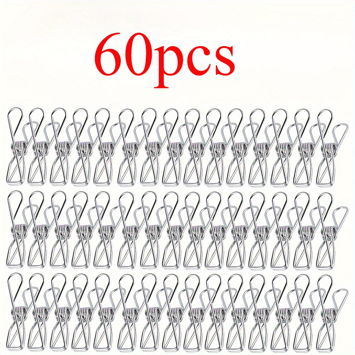 Juego de 30 o 60 pinzas de ropa de acero inoxidable para lavandería y colgar ropa