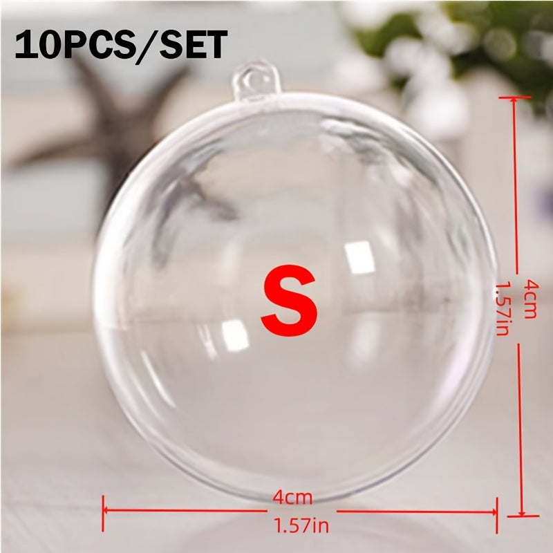 10 Clear Plastic Round Ball Christmas Tree Decorations for Party Wedding Home Decor