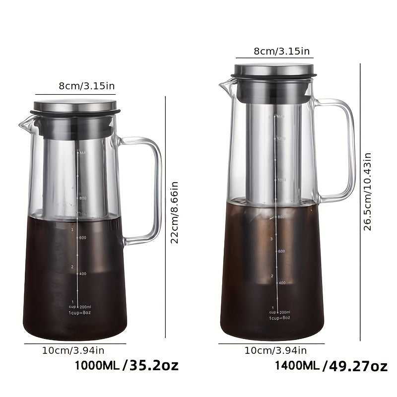 Tetera de vidrio para café Cold Brew con filtro, cafetera para café helado