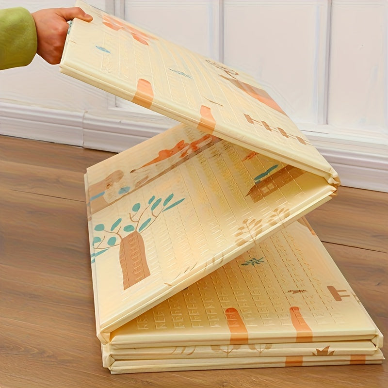 Bolalar uchun o'yin matosi ikki tomonlama suv o'tkazmaydigan ko'pik, multfilm naqshlari va saqlash sumkasi bilan