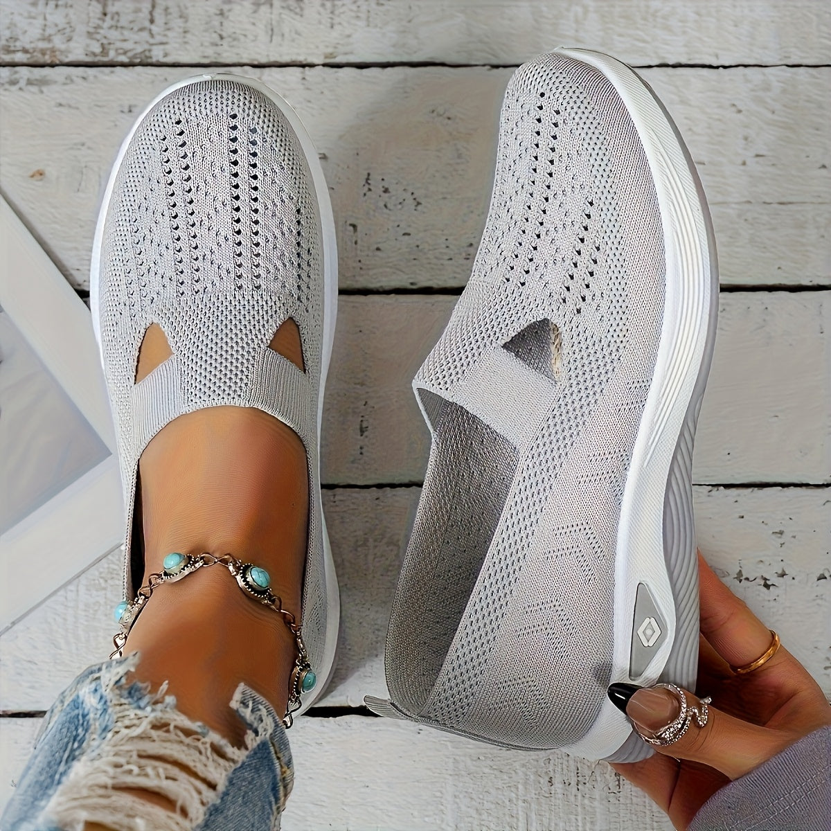 Ayollar uchun nafas oladigan tikuvli balet tufli, qulay yurish poyabzali, oq rang, dumaloq burchak