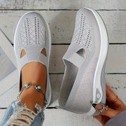 Ayollar uchun nafas oladigan tikuvli balet tufli, qulay yurish poyabzali, oq rang, dumaloq burchak