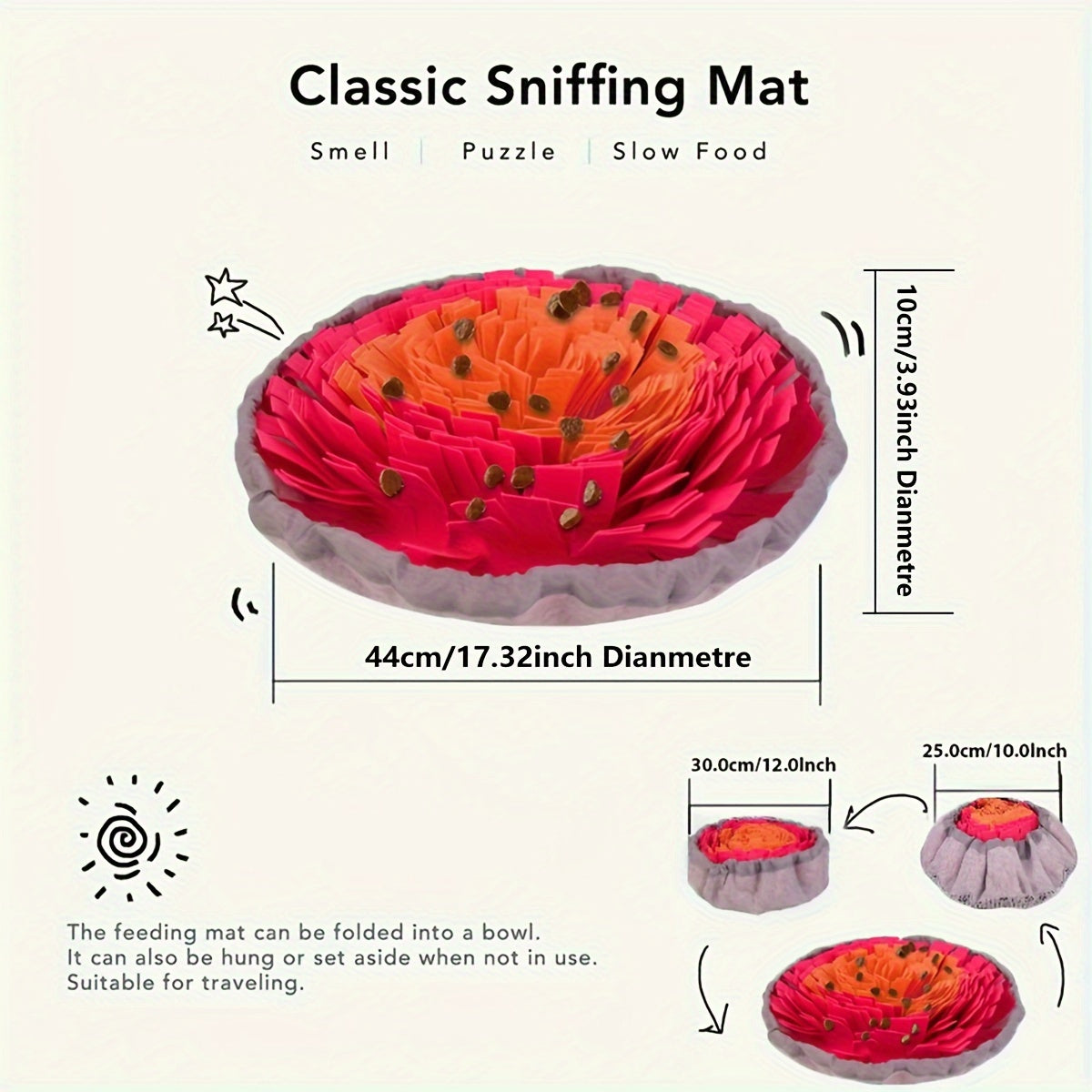 Round Dog Sniffing Puzzle Toy Hide Treats Natural Foraging Stimulating