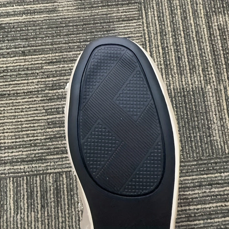 Women's Mesh Slip-On Flats with Ankle Strap Beige Comfortable All-Season