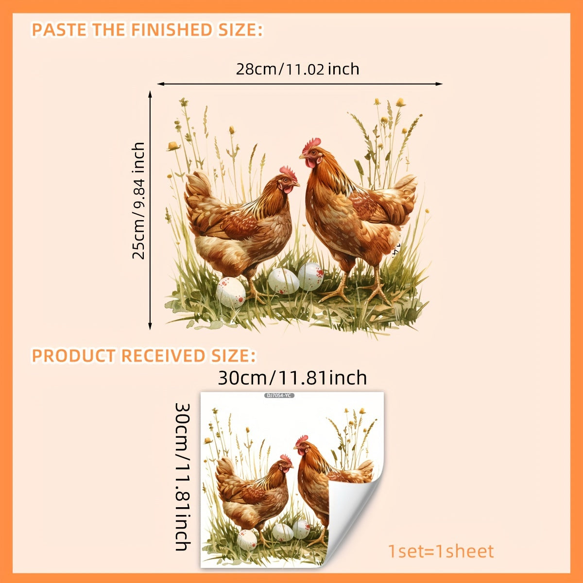 Chicken and Eggs Window Stickers Farmhouse Decor Reusable Vinyl Decals