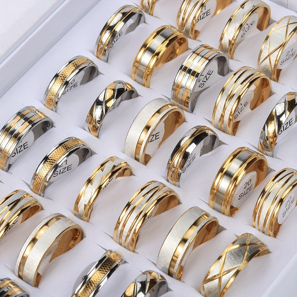 Two-Color Stainless Steel Ring Waterproof Sweat-Proof Jewelry for Men Women