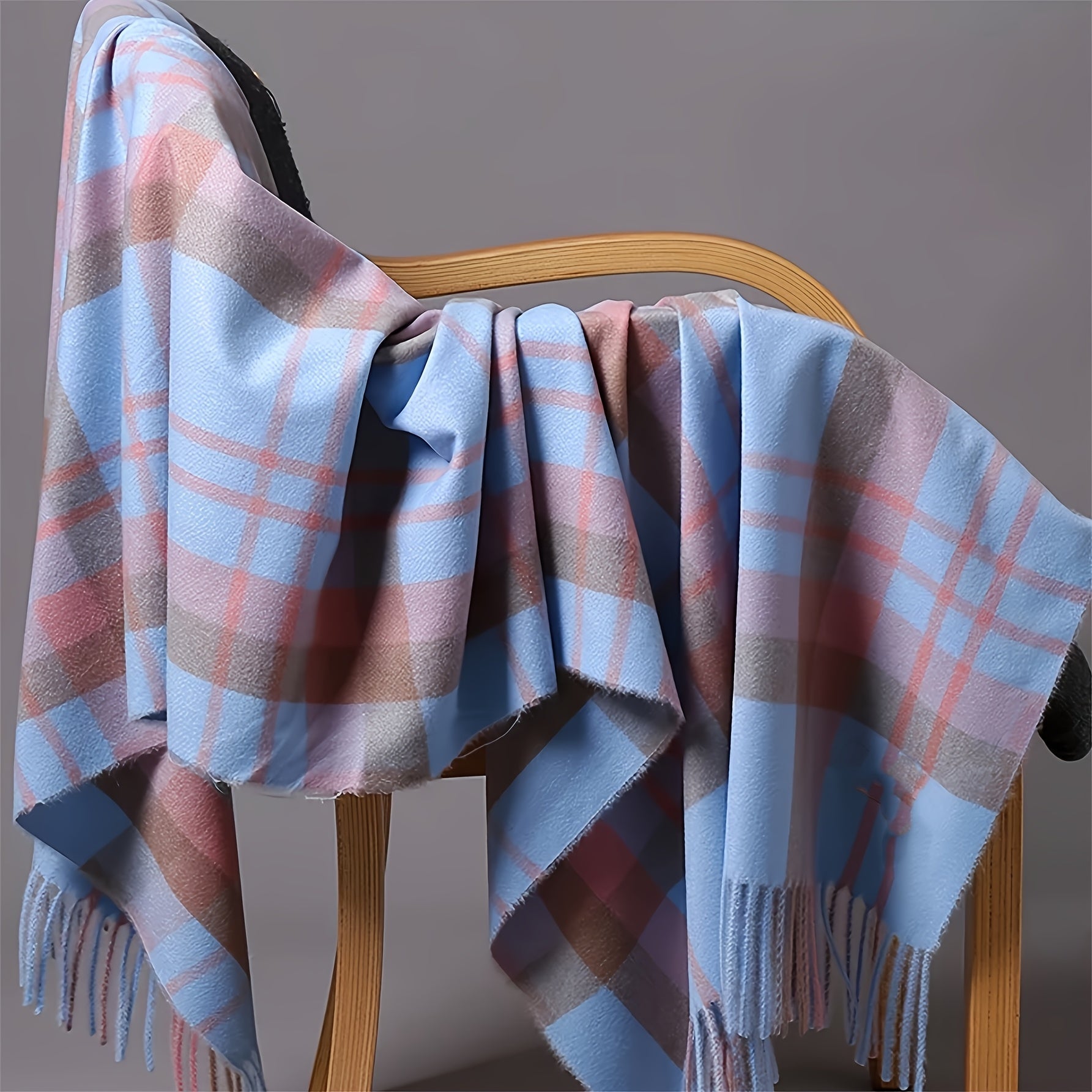 Enlarged Plaid Scarf 200cm x 70cm Warm Unisex Shawl for Autumn Winter