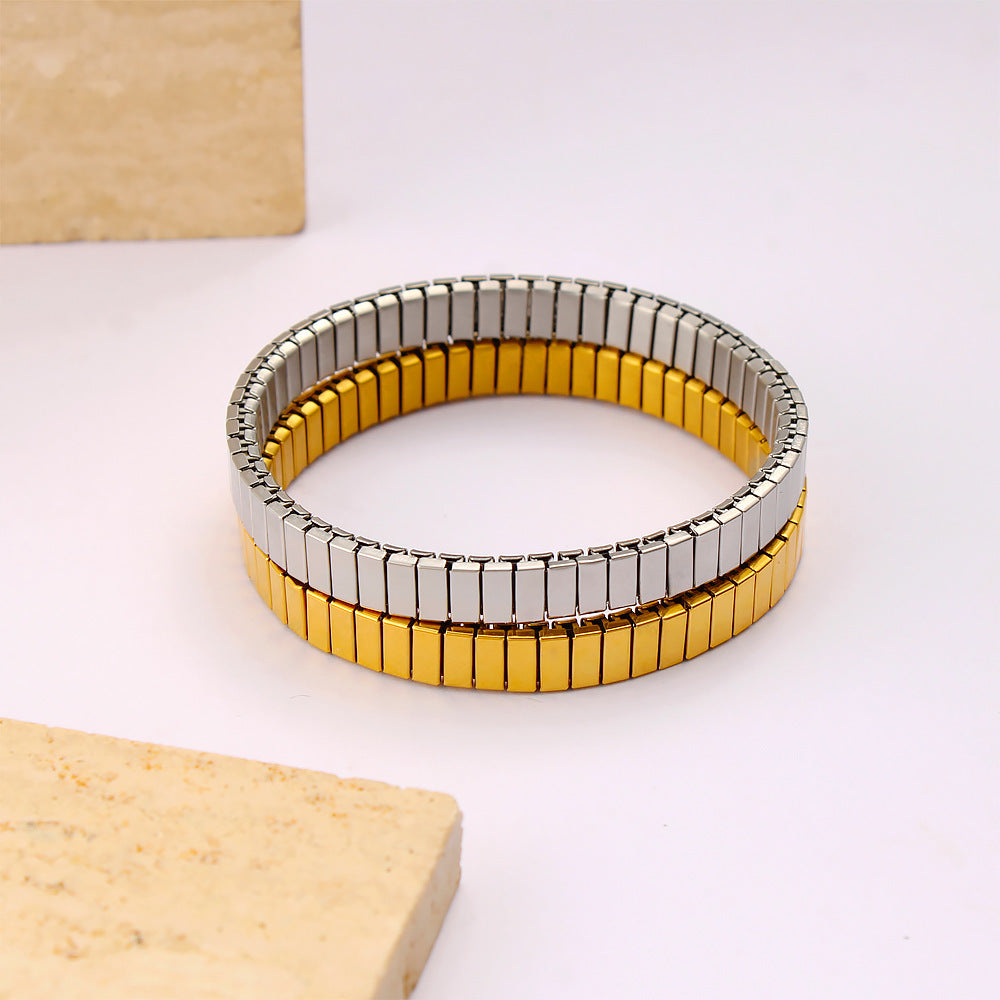 Titanium Steel Bracelet 18K Gold Plated Japanese Korean Inspired Stylish Versatile Jewelry