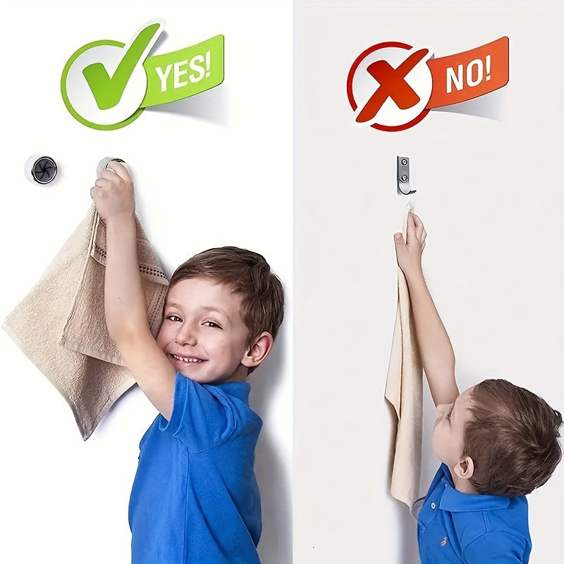 Set of 4 Bathroom Hooks for Towels, Wall-Mounted, Rust-Resistant, Easy Install