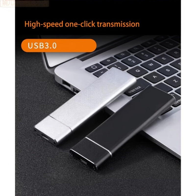 256GB, 128GB va 32GB o'lchamlarida portativ mobil qattiq disklar, USB 3.0 va smartfonlar va planshetlar uchun tez ma'lumot uzatish bilan. Qora va oq bardoshli dizayn, zamonaviy saqlash yechimi uchun.