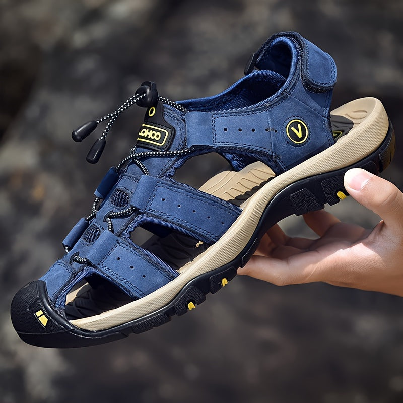 Men's Outdoor Casual Sports Sandals Cowhide Leather Rubber Sole Breathable Comfort