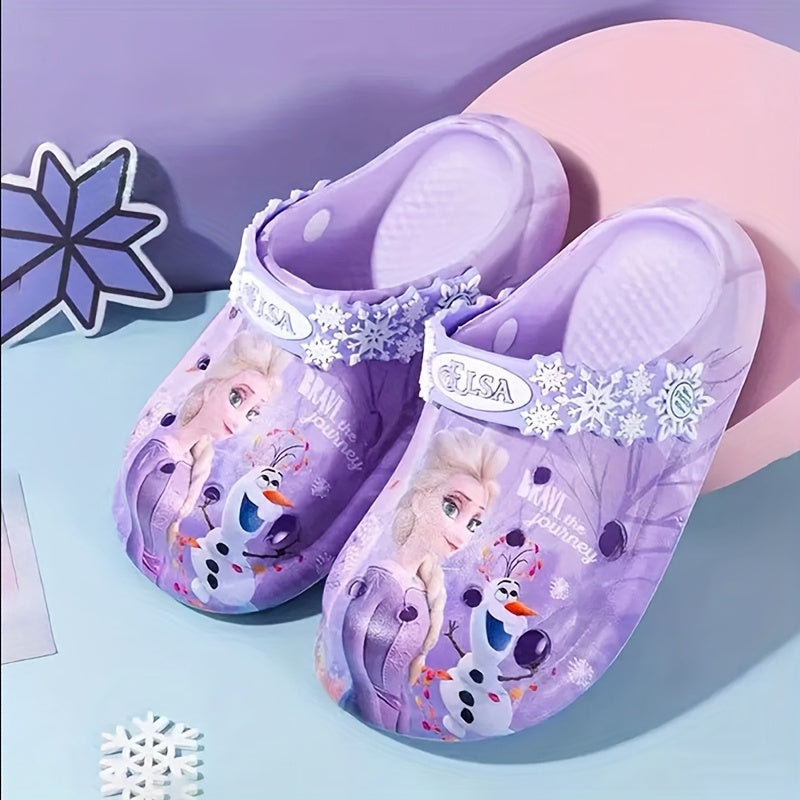 Girls' Summer Elsa Slippers with Soft Sole and Bow for Kids