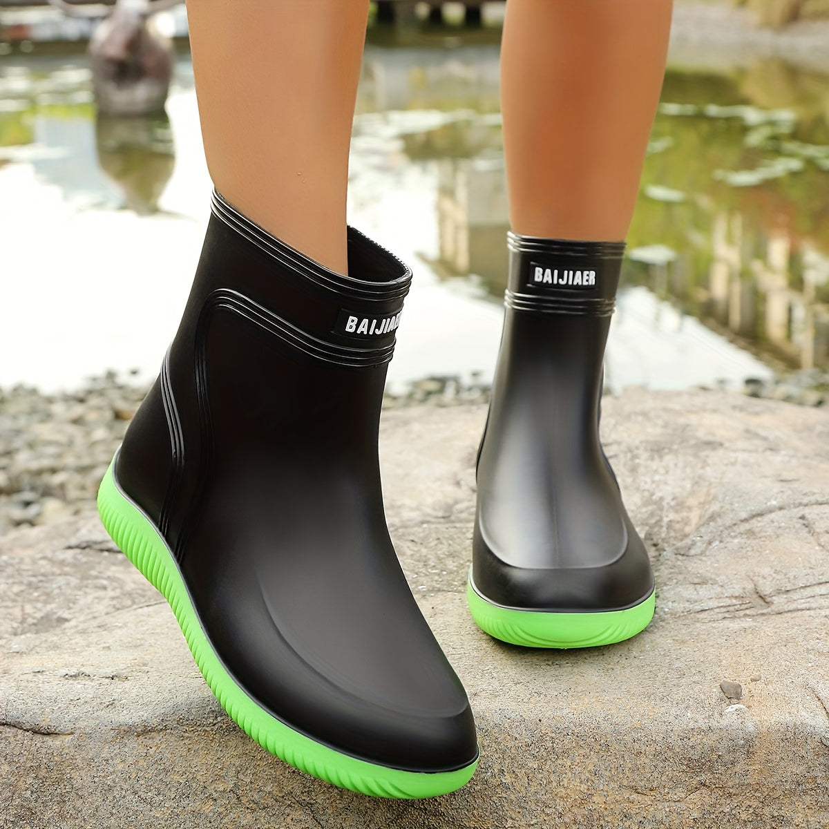 Women's Rain Boots Non-Slip PVC Slip-On Waterproof Gardening Shoes