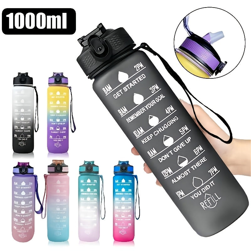 32oz Leak-Proof Gradient Water Bottle with Carry Strap for Hiking and Active Use
