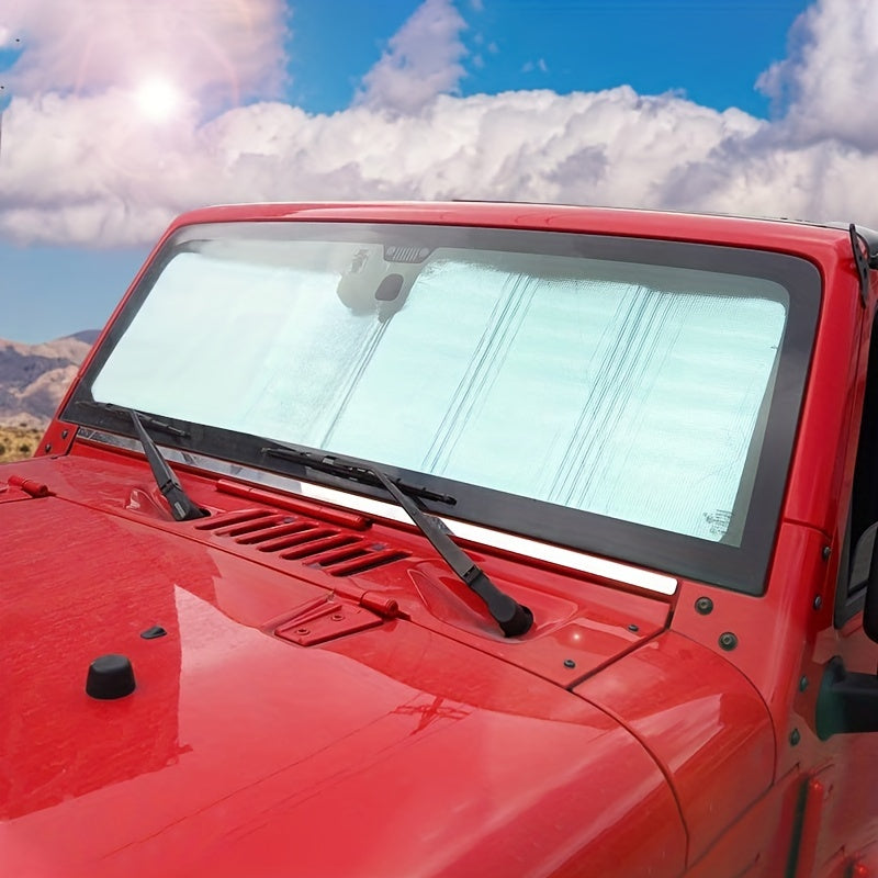 Универсальный солнцезащитный козырек для Jeep Wrangler, крышка для лобового стекла, черная алюминиевая фольга