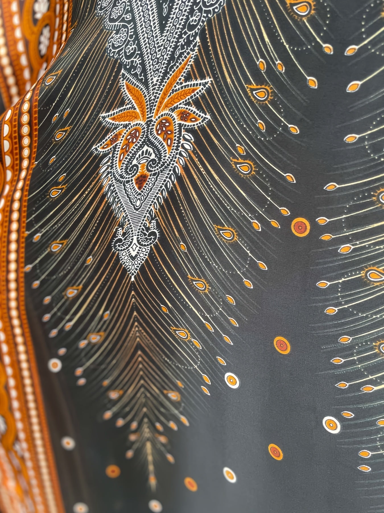 Plus Size Floral Kaftan Dress Longline Batwing Sleeve Lightweight Polyester