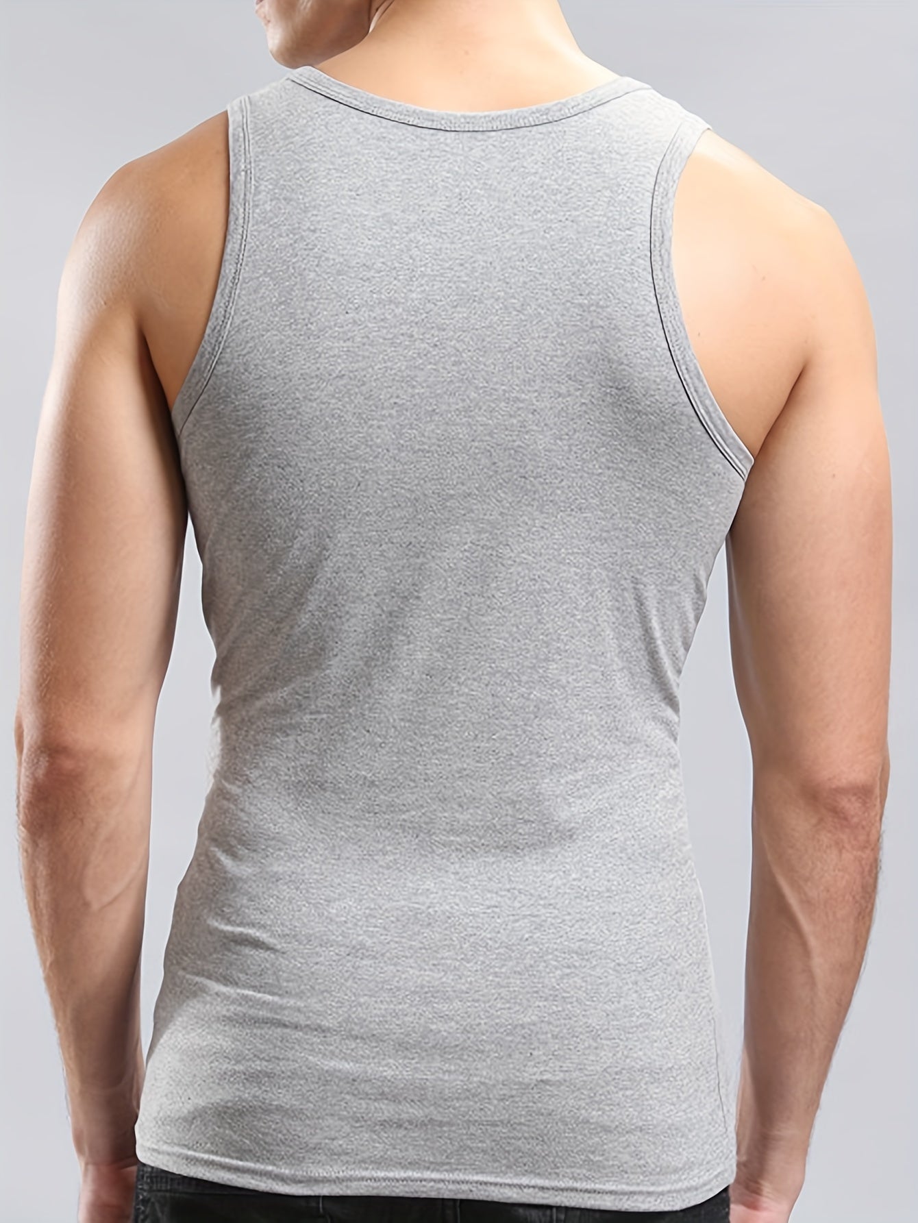 Men's Sleeveless Tank Top for Fitness Quick Dry Sweat-Wicking Summer Polyester