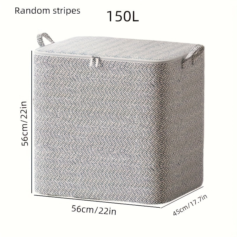 Gray Fabric Storage Organizer with Handles for Clothes and Blankets