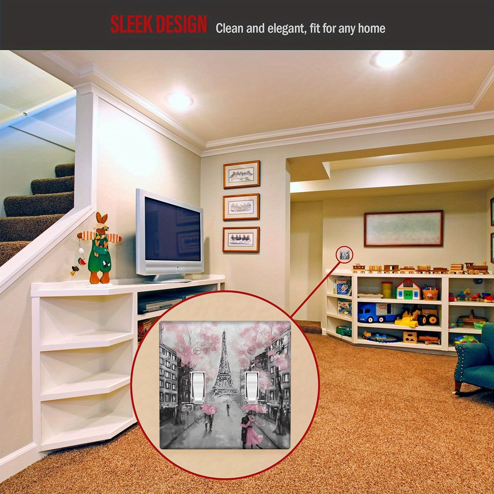 Элегантная крышка для выключателя света в форме Эйфелевой башни, не требует электричества или батареек, легко чистится, универсальный дизайн, идеально подходящий для любого оформления комнаты.