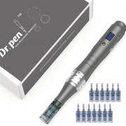 Derma Pen Kit with 12 Nano-RD Needle Cartridges Rechargeable USB Powered