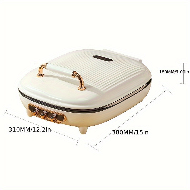 Uy uchun mo'ljallangan yangi katta ikki tomonlama pancake temir qilish mashinasi, chuqur plitalar bilan.