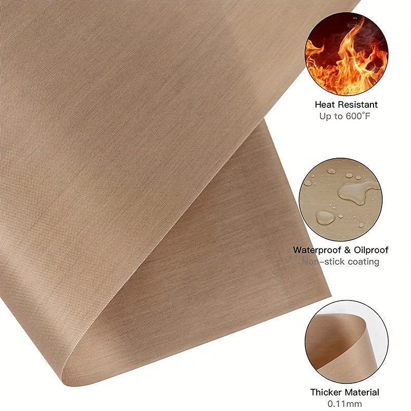 Set of 3 PTFE Non-Stick Heat Transfer and Cooking Mats for Grilling and Ironing