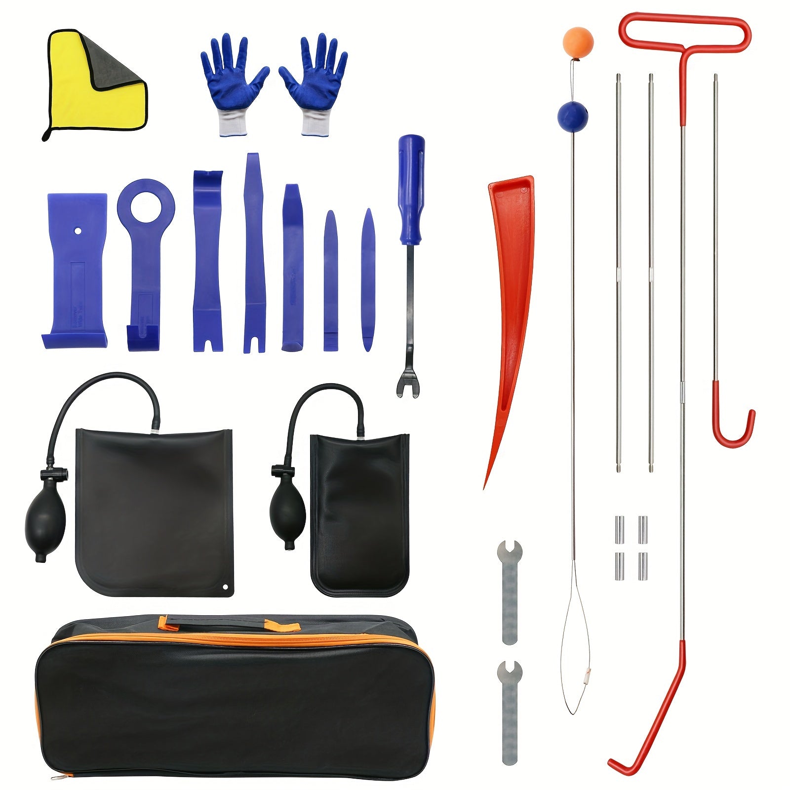 27 Piece Emergency Car Tool Set With Long Reach Hook and Trim Removal