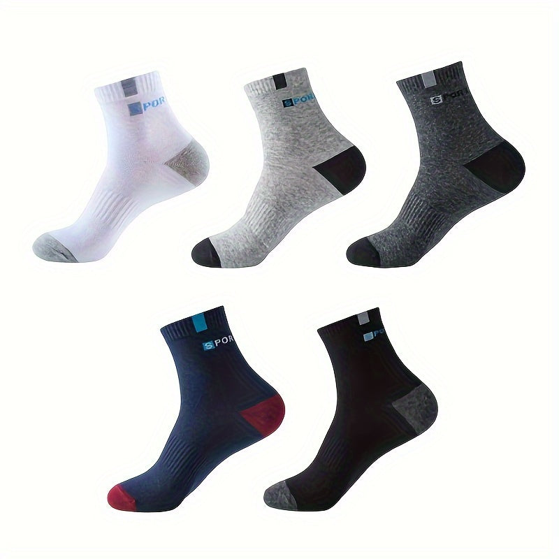 Men's Athletic Socks Moisture-Wicking Polyester Blend Breathable Sports Socks for Running and Outdoor Activities