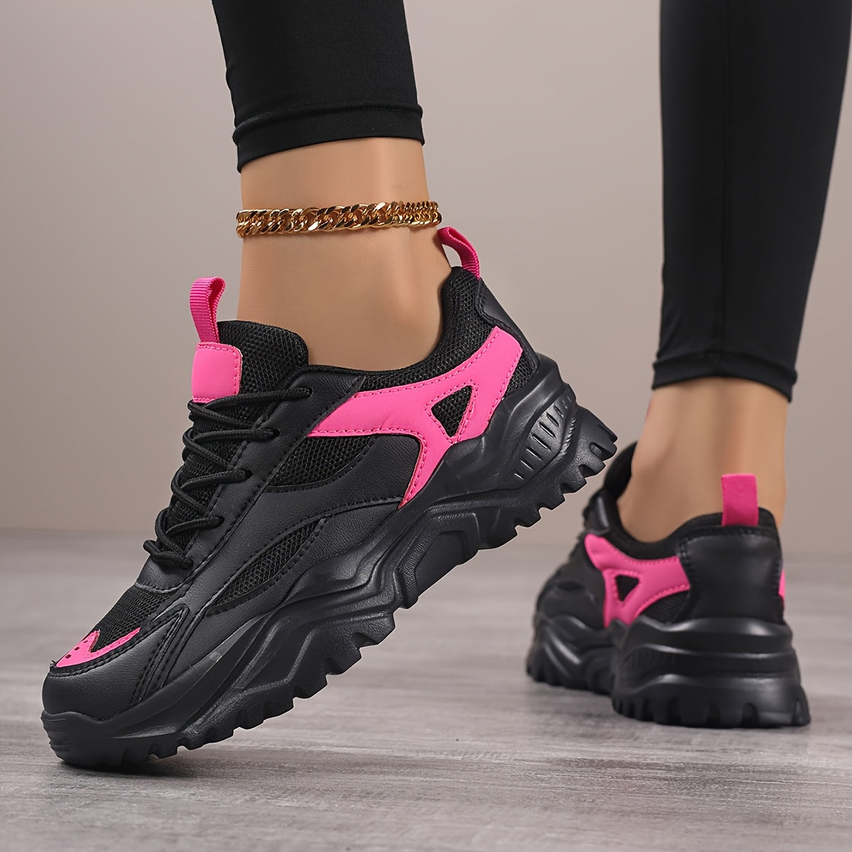 Women's Mesh Running Shoes Black Pink Athletic Sneakers Cushioned Comfort